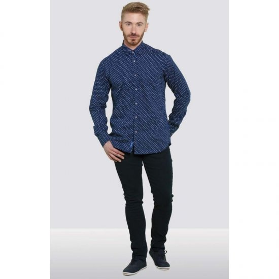 D555 Bainton Long Sleeve Shirt Navy - Camisas - Camisas Homem Tamanhos Grandes