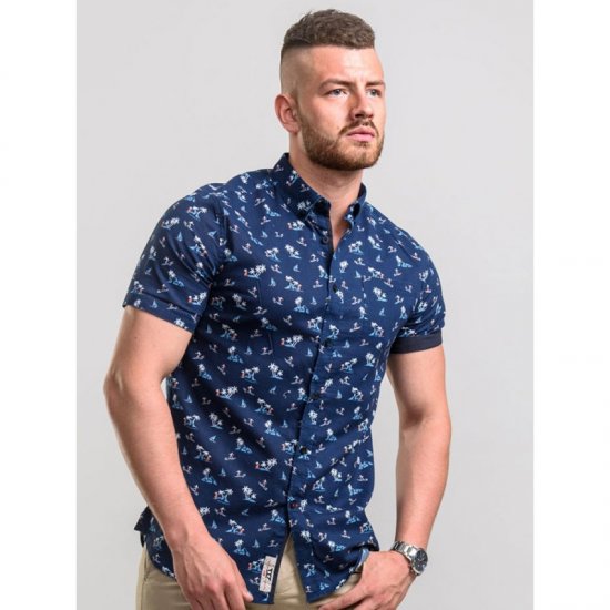 D555 Davian Hawaii Shirt Navy - Camisas - Camisas Homem Tamanhos Grandes