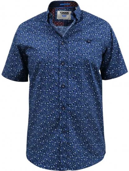 D555 Tristain S/S Floral Ao Print Shirt Navy - Camisas - Camisas Homem Tamanhos Grandes