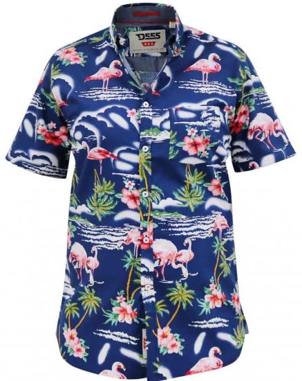 D555 Durham Flamingo Hawaiian Ao Print Shirt - Camisas - Camisas Homem Tamanhos Grandes