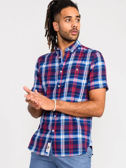 D555 Portland Check Button Down Collar S/S Shirt - Camisas - Camisas Homem Tamanhos Grandes