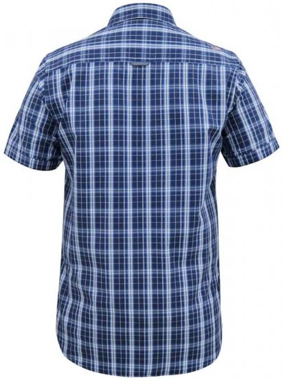 D555 Walcot Check Button Down Collar S/S Shirt Navy - Camisas - Camisas Homem Tamanhos Grandes