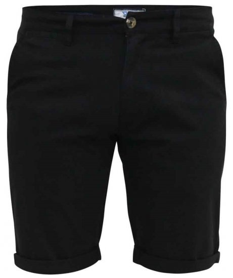 D555 Nelson Stretch Chino Shorts Black - Calções - Calções Homem Tamanhos Grandes
