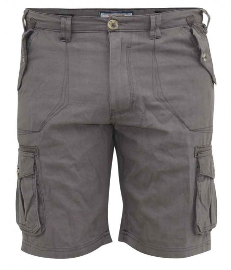 D555 Melton Cotton Cargo Shorts Grey - Calções - Calções Homem Tamanhos Grandes