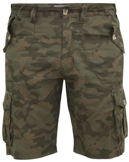 D555 Woobridge Camo Cotton Cargo Shorts - Calções - Calções Homem Tamanhos Grandes