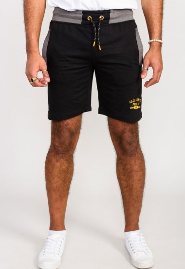 D555 Sutton Elasticated Waist Shorts With Embroidery Black - Calças & calções de fato de treino - Calças de Fato de Treino Tamanhos Grandes 