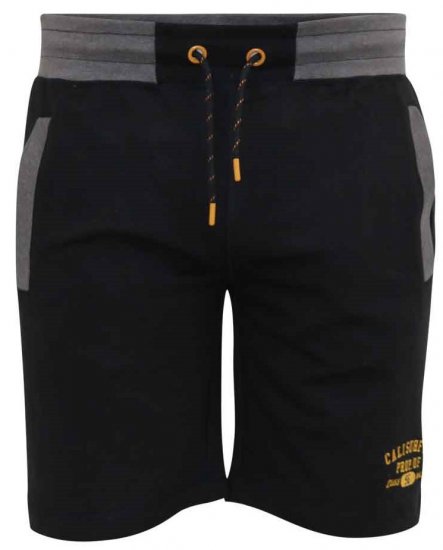 D555 Sutton Elasticated Waist Shorts With Embroidery Black - Calças & calções de fato de treino - Calças de Fato de Treino Tamanhos Grandes 