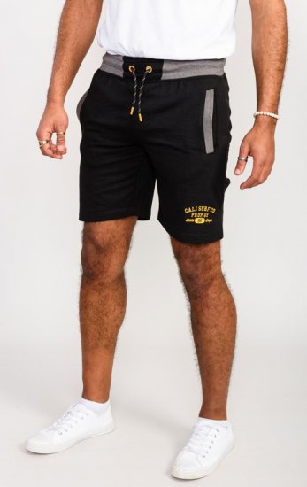 D555 Sutton Elasticated Waist Shorts With Embroidery Black - Calças & calções de fato de treino - Calças de Fato de Treino Tamanhos Grandes 