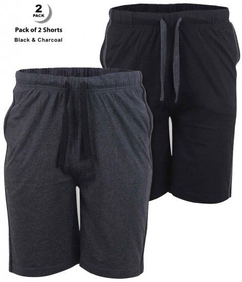 D555 Ryan Jersey Shorts 2-pack Black/Charcoal - Calças & calções de fato de treino - Calças de Fato de Treino Tamanhos Grandes 