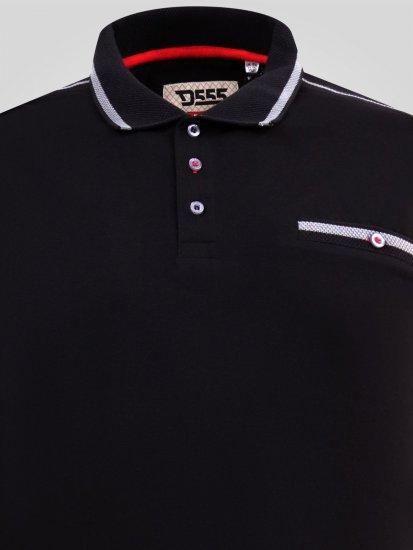 D555 Potts Jersey Polo With Jacquard Collar & Cuffs Preto - Pólos - Pólos Tamanhos Grandes Homem