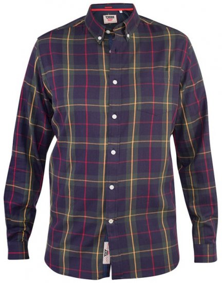 D555 Gladstone Check Button Down Collar Shirt - Camisas - Camisas Homem Tamanhos Grandes