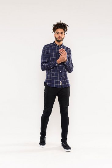 D555 Townsville Check Button Down Collar Shirt Navy - Camisas - Camisas Homem Tamanhos Grandes