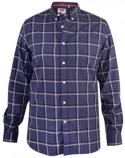 D555 Townsville Check Button Down Collar Shirt Navy - Camisas - Camisas Homem Tamanhos Grandes