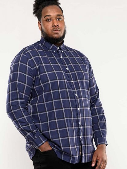 D555 Townsville Check Button Down Collar Shirt Navy - Camisas - Camisas Homem Tamanhos Grandes