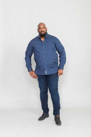 D555 Edmund AOP Shirt Navy - Camisas - Camisas Homem Tamanhos Grandes