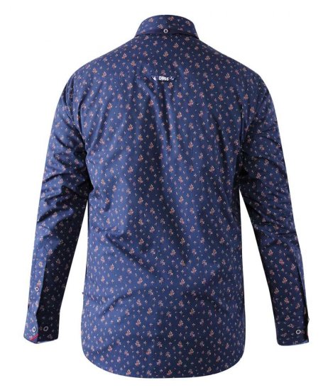 D555 Edmund AOP Shirt Navy - Camisas - Camisas Homem Tamanhos Grandes