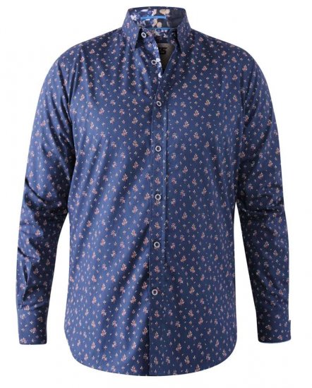 D555 Edmund AOP Shirt Navy - Camisas - Camisas Homem Tamanhos Grandes