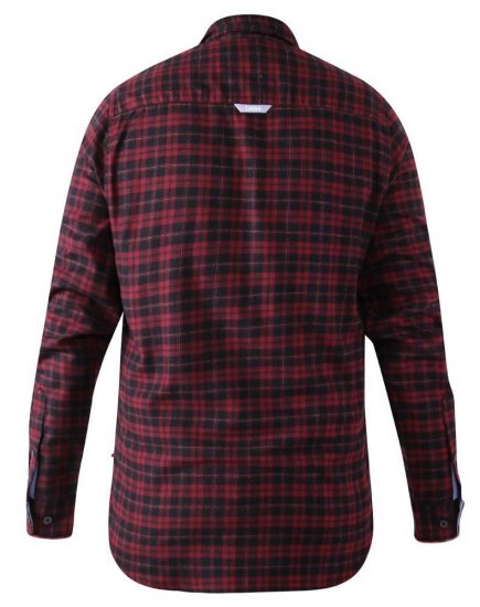 D555 Holton Dark Red Checked Flannel Shirt - Camisas - Camisas Homem Tamanhos Grandes