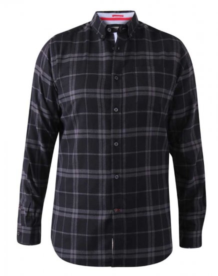 D555 Harwich Flannel Check Shirt Black - Camisas - Camisas Homem Tamanhos Grandes