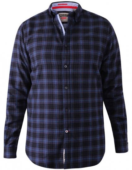 D555 Dovercourt Flannel Check Shirt Blue and Black - Camisas - Camisas Homem Tamanhos Grandes