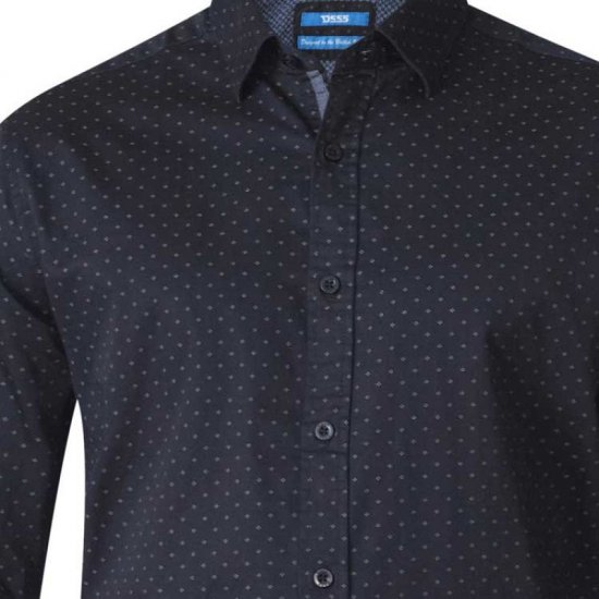 D555 Jahine Long Sleeve Printed Shirt Black - Camisas - Camisas Homem Tamanhos Grandes