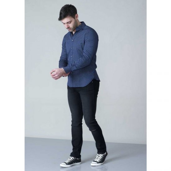 D555 Lavar Long Sleeve Diamond Printed Shirt - Camisas - Camisas Homem Tamanhos Grandes