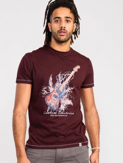 D555 Redbourn Lightning Bolt Guitar Printed T-Shirt - T-shirts - T-shirts Homem Tamanhos Grandes