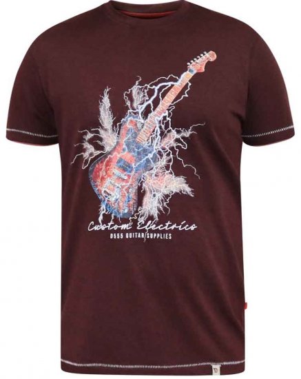 D555 Redbourn Lightning Bolt Guitar Printed T-Shirt - T-shirts - T-shirts Homem Tamanhos Grandes