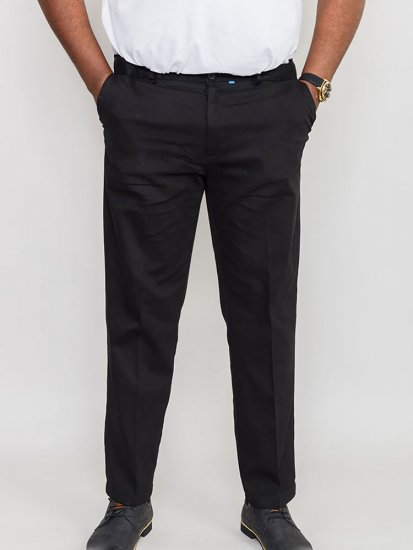D555 Bruno Stretch Chino pants with Extenda Waist Black - Jeans & calças - Jeans & Calças Tamanhos Grandes Homem