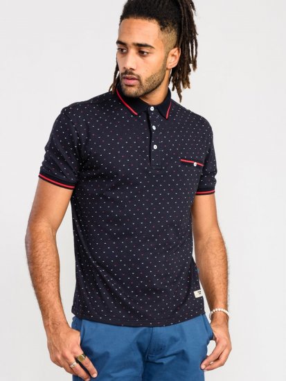 D555 Ashwell Ao Printed Polo Shirt Dark Navy - Pólos - Pólos Tamanhos Grandes Homem