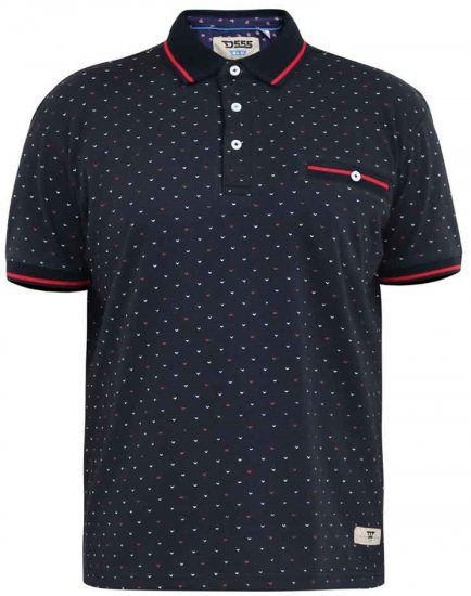 D555 Ashwell Ao Printed Polo Shirt Dark Navy - Pólos - Pólos Tamanhos Grandes Homem