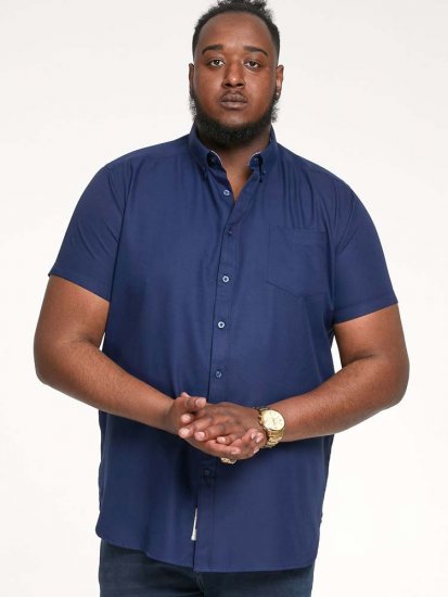 D555 James Short Sleeve Oxford Shirt Navy - Camisas - Camisas Homem Tamanhos Grandes