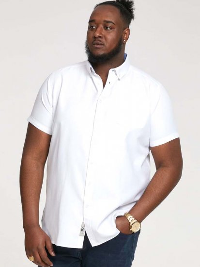 D555 James Short Sleeve Oxford Shirt White - Camisas - Camisas Homem Tamanhos Grandes