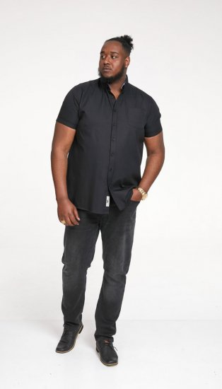 D555 James Short Sleeve Oxford Shirt Black - Camisas - Camisas Homem Tamanhos Grandes