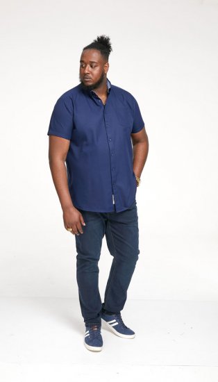D555 James Short Sleeve Oxford Shirt Navy - Camisas - Camisas Homem Tamanhos Grandes