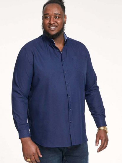 D555 Richard Long Sleeve Oxford Shirt Navy - Camisas - Camisas Homem Tamanhos Grandes