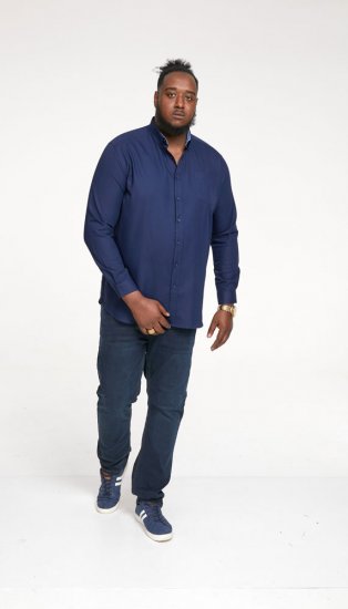 D555 Richard Long Sleeve Oxford Shirt Navy - Camisas - Camisas Homem Tamanhos Grandes