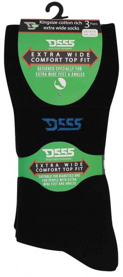 D555 Harold Extra Wide Comfort Fit Socks 3-pack - Roupa Interior & natação - Roupa interior Homem Tamanhos Grandes