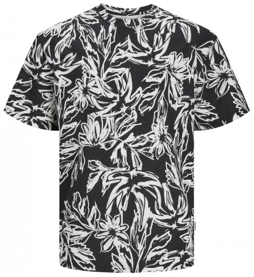 Jack & Jones JORLAFAYETTE AOP T-Shirt Black - T-shirts - T-shirts Homem Tamanhos Grandes