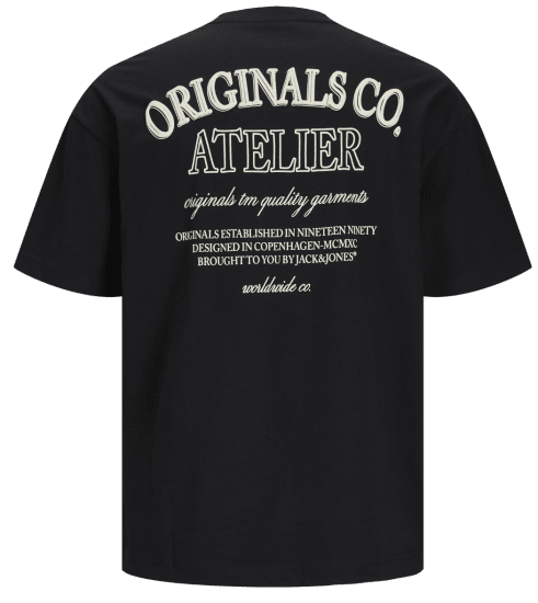 Jack & Jones JORSANTORINI BACK T-Shirt Black - T-shirts - T-shirts Homem Tamanhos Grandes