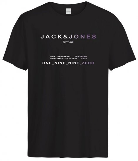 Jack & Jones JCORIOT T-Shirt Black - T-shirts - T-shirts Homem Tamanhos Grandes