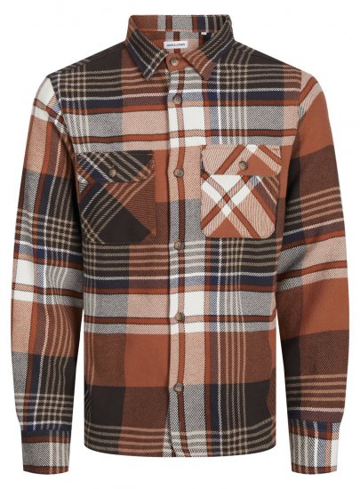 Jack & Jones Darren Flannel Overshirt castanho - Camisas - Camisas Homem Tamanhos Grandes