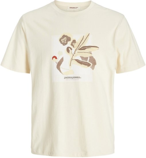 Jack & Jones Almeria Front Print Crew Neck T-Shirt Antique White - T-shirts - T-shirts Homem Tamanhos Grandes