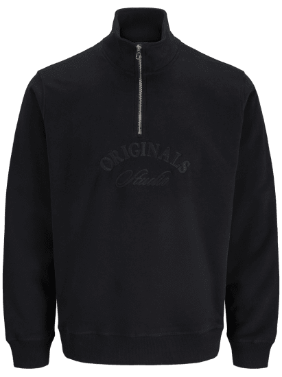 Jack & Jones Bleecker Branding High Neck Sweatshirt Black - Sweatshirts & hoodies - Sweatshirt & Camisolas com Capuz tamanhos grandes