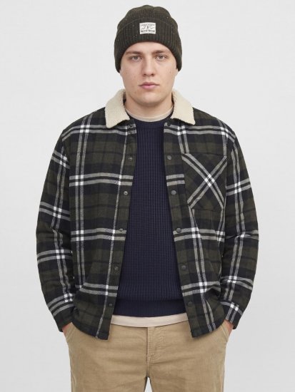 Jack & Jones Zac Teddy Sobrecamisa Verde - Casacos - Casacos Homem Tamanhos Grandes