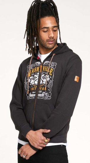 D555 KNEBWORTH Full Zip Hoody With Chest Print Black - Sweatshirts & hoodies - Sweatshirt & Camisolas com Capuz tamanhos grandes