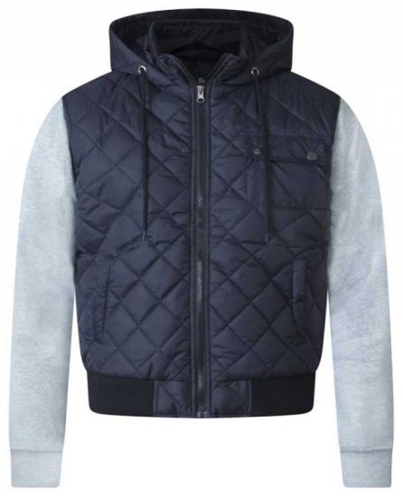 D555 Willie Hooded Quilted Jacket with Fleece sleeves - Casacos - Casacos Homem Tamanhos Grandes