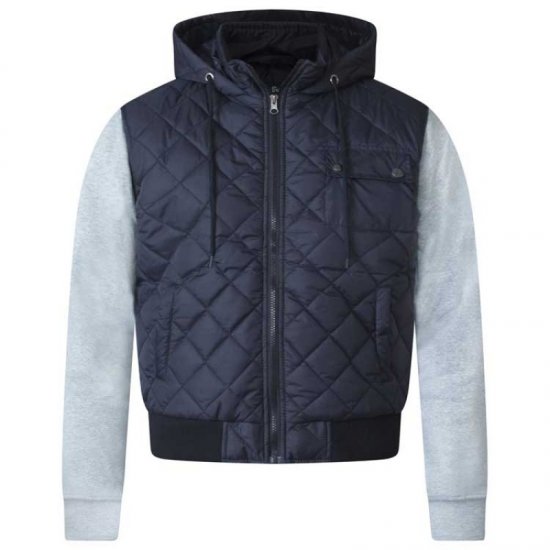 D555 Willie Hooded Quilted Jacket with Fleece sleeves - Casacos - Casacos Homem Tamanhos Grandes