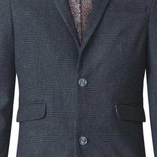 D555 Terry Checked Overcoat Charcoal - Casacos - Casacos Homem Tamanhos Grandes