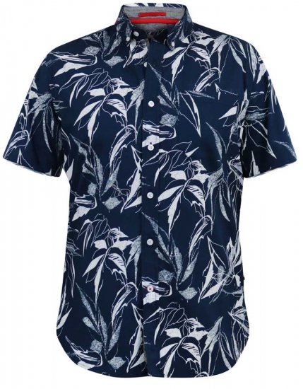 D555 FINLEY Hawaiian AO Print Shirt Navy - Camisas - Camisas Homem Tamanhos Grandes
